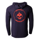 Firstspear Navy Hoodie, red-orange icon skull logo, back